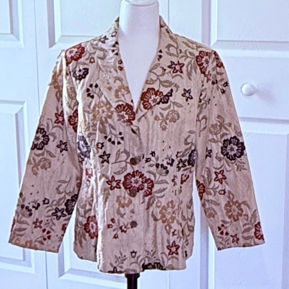 Alfred Dunner Petites 16P Floral Jacquard Tapestry Blazer Jacket Cottagecore